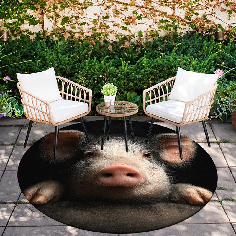 Piglet pattern round rug,Carpet Rug for Living Room Bedroom  Playroom ,Non-slip Floor Mat,Holiday Gifts and Birthday Gifts.