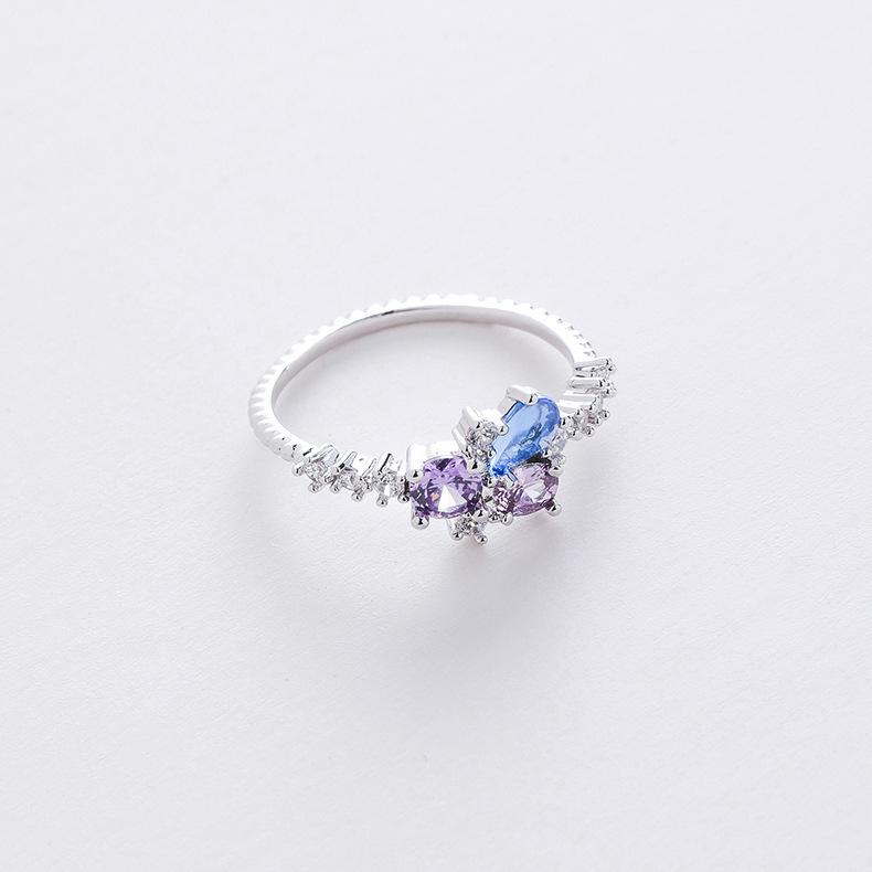 A variety of micro-set crystal zircon ring sweet and elegant ring popular jewelry