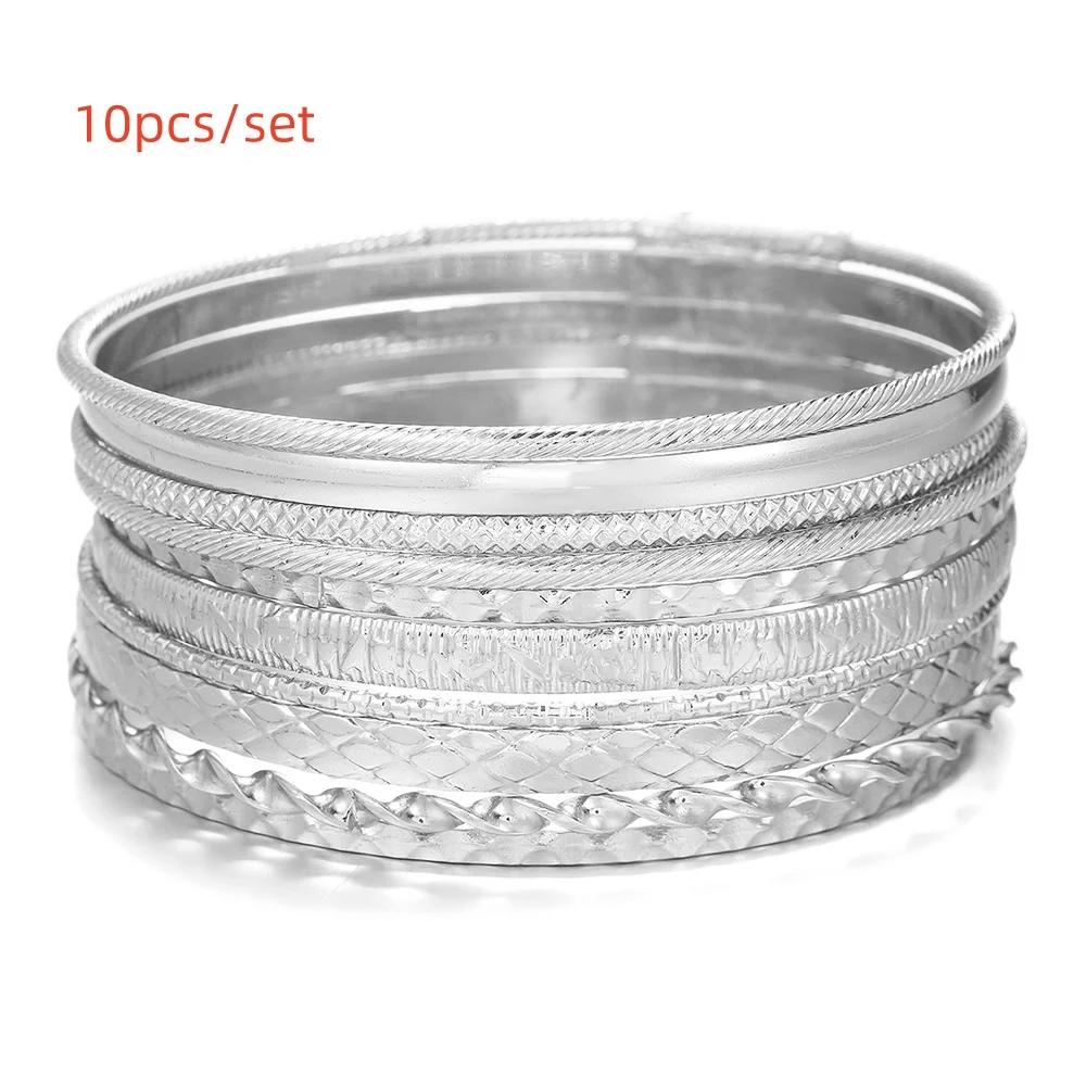 New Fashion Boho Punk 10Pcs/Sets Cuff Bracelets & Bangles For Women Love Pulseiras Bangle Set Feminina Jewelry Charm Gifts