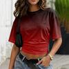 Women’s Crew Neck Pullover Printed Short Sleeve T Shirt Loose Fit Casual Top Gradient Design Soft Fabric Comfortable Wear