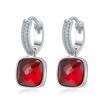 2026 Full Diamond Geometric Square Earrings, Women's Simple Pink Purple Diamond Light Luxury Temperament, High-end Zircon Earrings