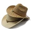 Ethnic Style Foldable Raffia Straw Hat With Wide Brim Sun Protection For Summer Beach Wear