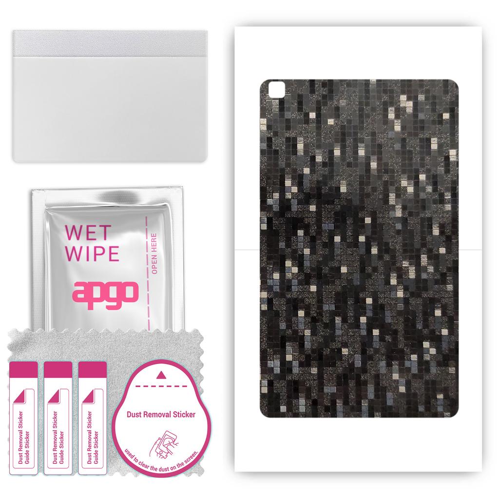 apgo Schutzfolien-Aufkleber für die Rückseite, kompatibel mit Samsung Galaxy Tab A 8.0 (2019), Wrap Film, Folie, Vinyl - Muster Carbon Black Pixel
