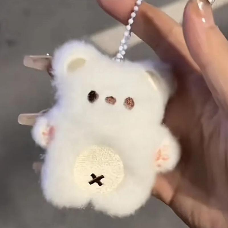 Cute Plush Squeak Little Bear Keychain Toy Stuffed Animal Bear Doll Pendant Backpack Bag Car Keyring Pendant Girl Gifts