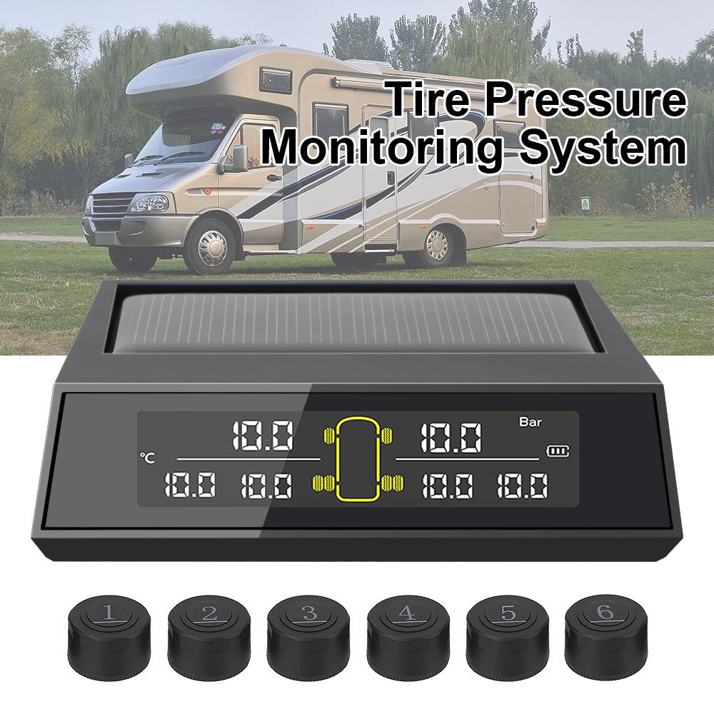 

Автомобильная солнечная энергия TPMS Автомобильная электрика ЖК-цветной экран Внешний датчик Система контроля давления в шинах 6 шт./компл. Мониторинг диапазона давления в шинах