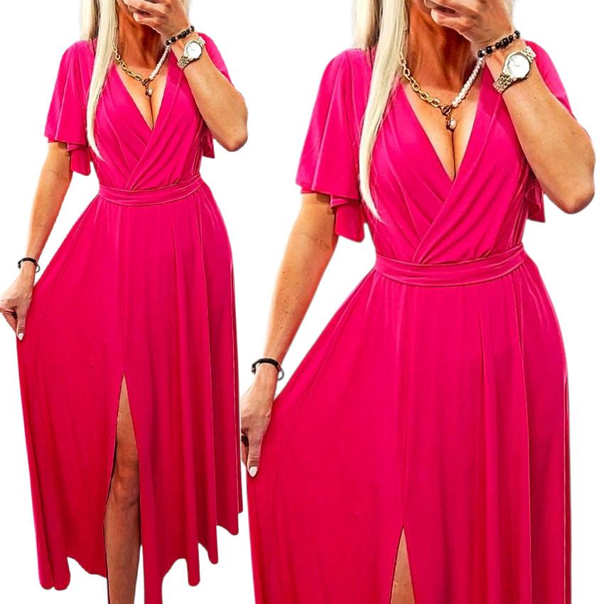 Long Dress With A Slot Fuchsia For A Party Elegant Envelope Size L