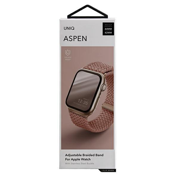 Uniq Aspen Apple Watch Strap 44/42/45 Mmseries 1/2/3/4/5/6/7/8/9/Se/Se2 Braided Pink/Grapefruit Pink