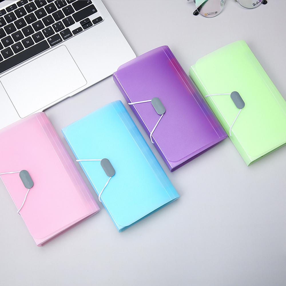1PC 13 Cell A6 Mini Lanyard Organ Bag Office File Storage Candy Color Ticket Folder Transparent Folder