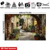 2D European Old Town Street Backdrop, Tuscan Alley Photography Background for Travel Themed Party