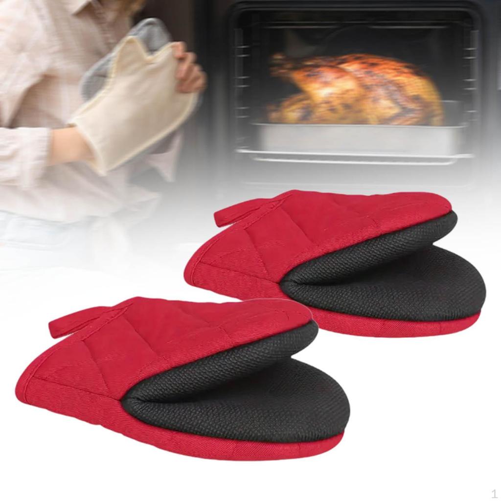 2 Pack of Mini Oven Gloves with Grip, Suitable for Cooking and Grilling