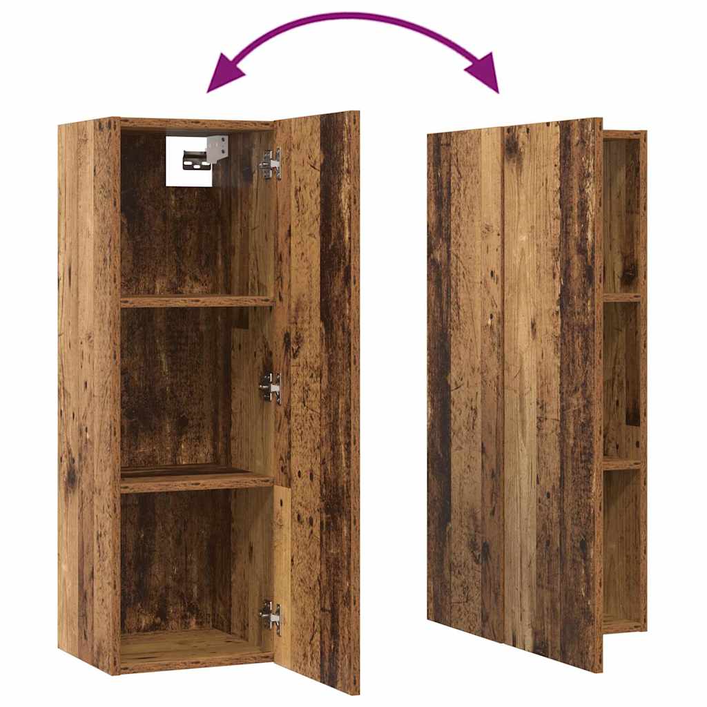 Wall Mounted TV Cabinet Set 6 pcs Reclaimed Wood Effect Particleboard
