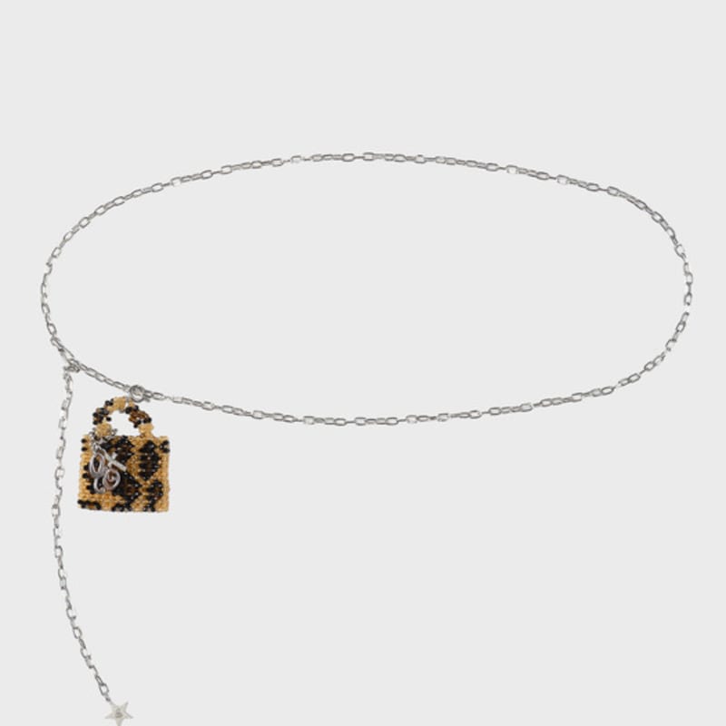 Eireve BEADED MICRO BAG & MULTI CHAIN (LEOPARD BROWN)