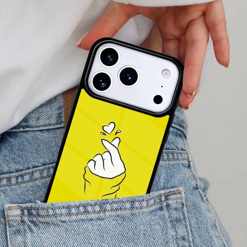 Kpop Hand Finger Heart Phone Case for iPhone 17ProMax 12 13 14 15 16e 17 Pro Max Plus Air Cover