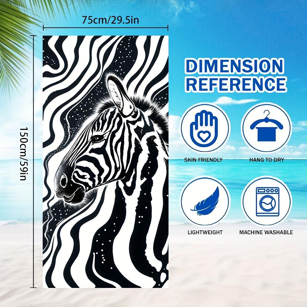 Set of Microfiber Bath Towels with Single Zebra Stripes - Quick Drying, Extremely Absorbent, Ultra-Fine, Contemporary Design