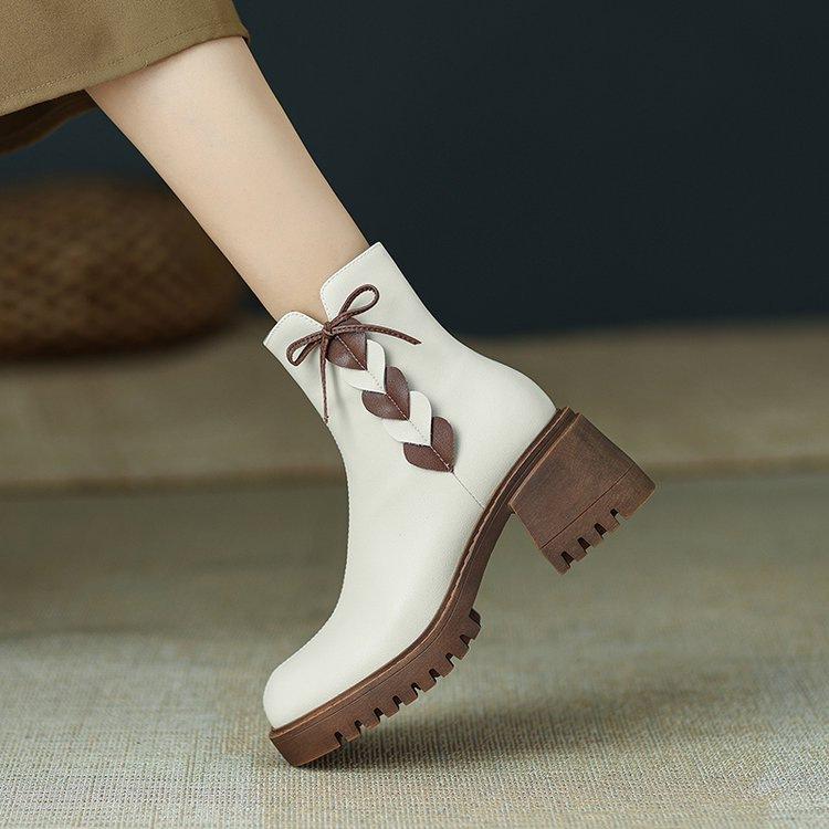 

Autumn and winter thick-soled Martin boots, velvet warm and thin short boots, new waterproof table high-heeled heightening single boots 35