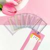 Stripe Card Case Keyring Acrylic Students Bus Card Cover Transparent Card Holder  Protection Case