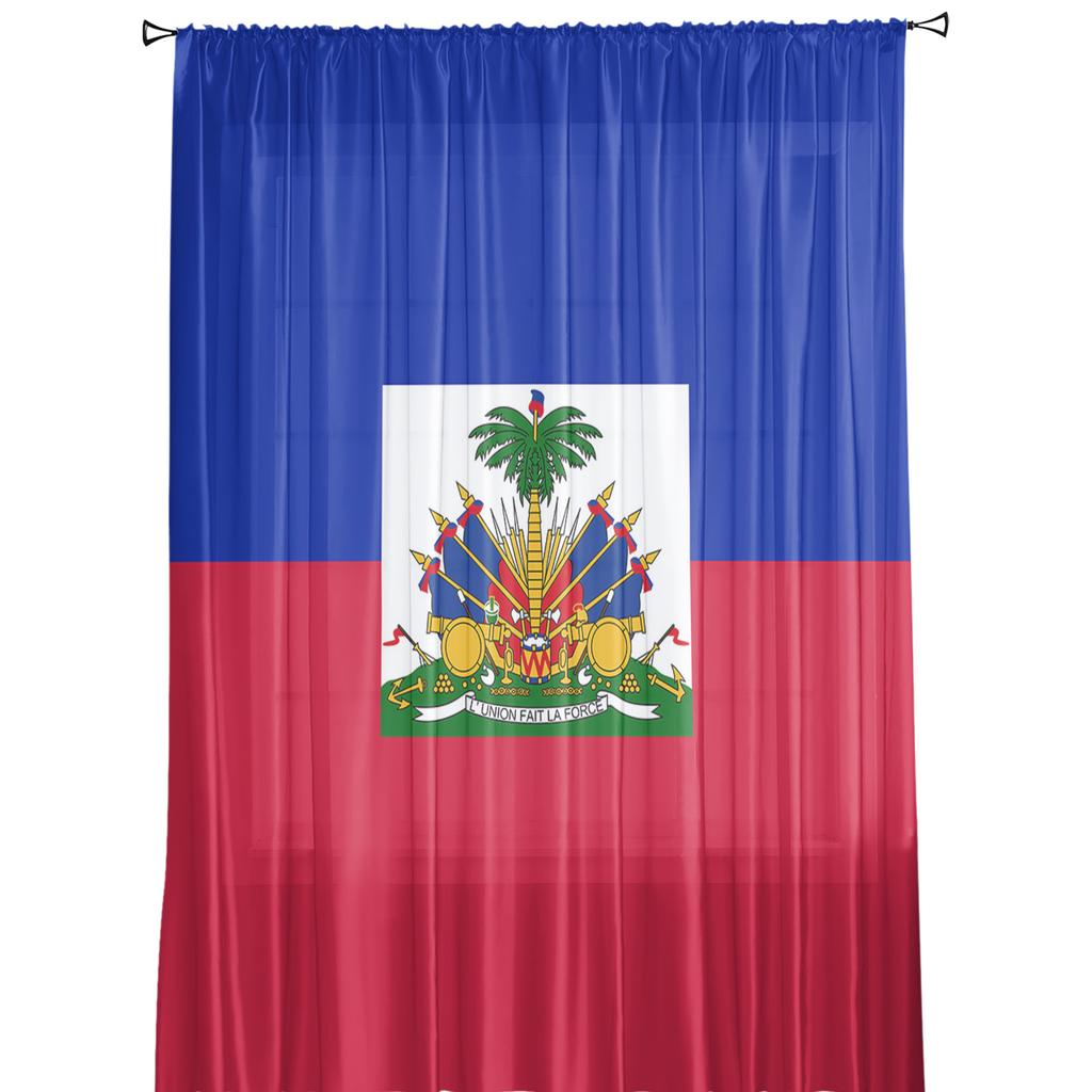 Haiti Ulusal Bayrak Günü Tül Perdeler Oturma Odası İçin Şeffaf Perdeler Yatak Odası İçin Mutfak Pencere Perdesi