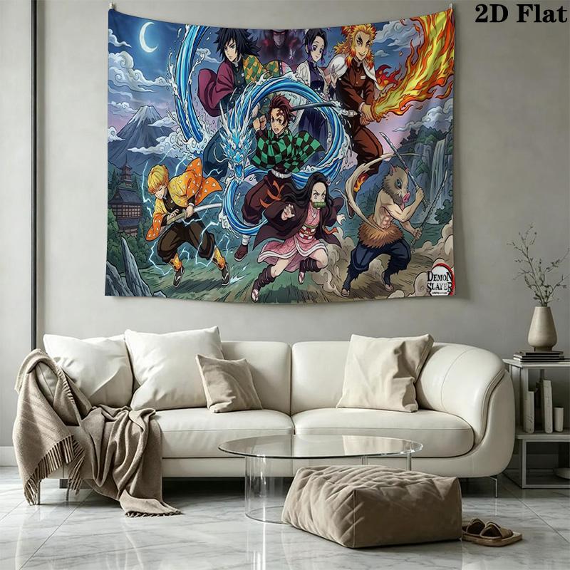 Demon Slayer Wall Tapestry Aesthetic Wall Hanging Printed Fabric Blanket Decorative Tapestries for Bedroom Living Room Home Decor