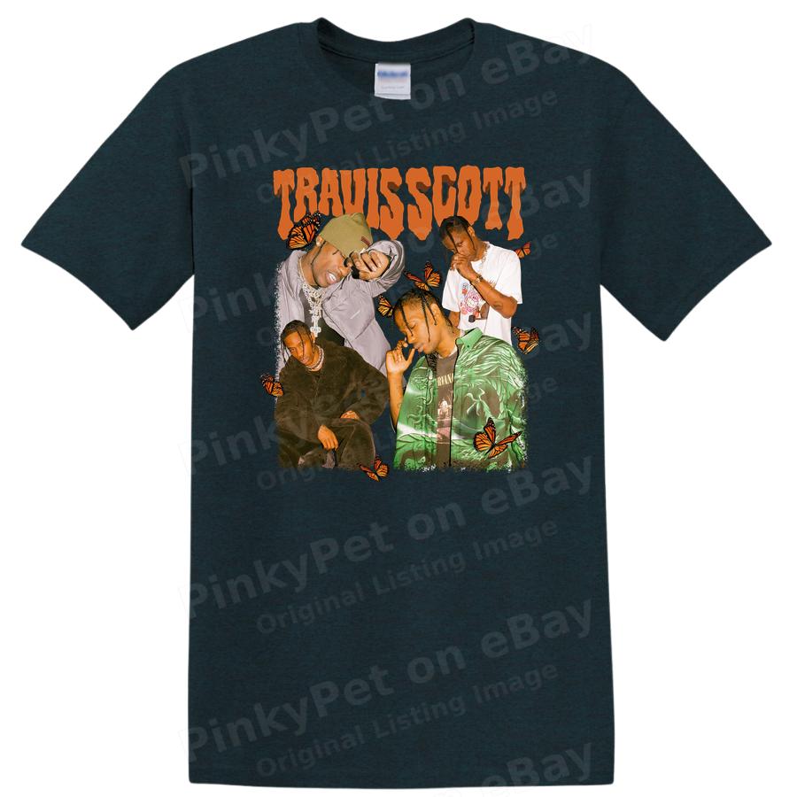 Travis Scott Graphic T Shirt Retro Butterfly Design Vintage Hip Hop Tee