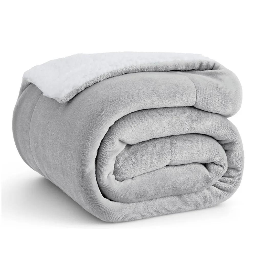 

Современное простое бестселлер одеяло из шерпы и овечьей шерсти, всесезонное универсальное однотонное двухслойное фланелевое офисное одеяло для сна 70x100cm 1pcs