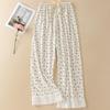 Women's Summer Floral Lace Cotton Pajama Pants - Lightweight, Loose-Fit, Versatile for Home or Outdoors