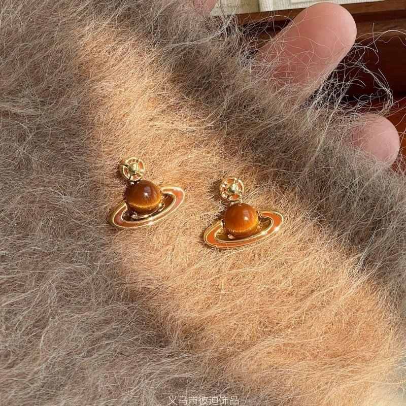 Σκουλαρίκια Καραμελέ Καστανιά Maillard Μάτι Τίγρης Οβάλ Καρφωτά – Γυναικεία Ρετρό Φθινοπωρινά/Χειμερινά Κοσμήματα 2025