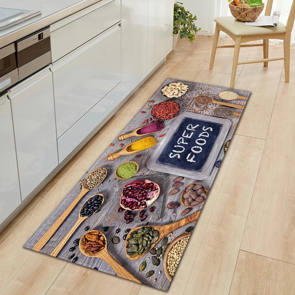 Ingredients and Spices Pattern Home Kitchen Floor Mats Door Front Decoration Floor Mats