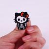 Cartoon Skull Cat Halloween Brooch - Cute Badge for Girls