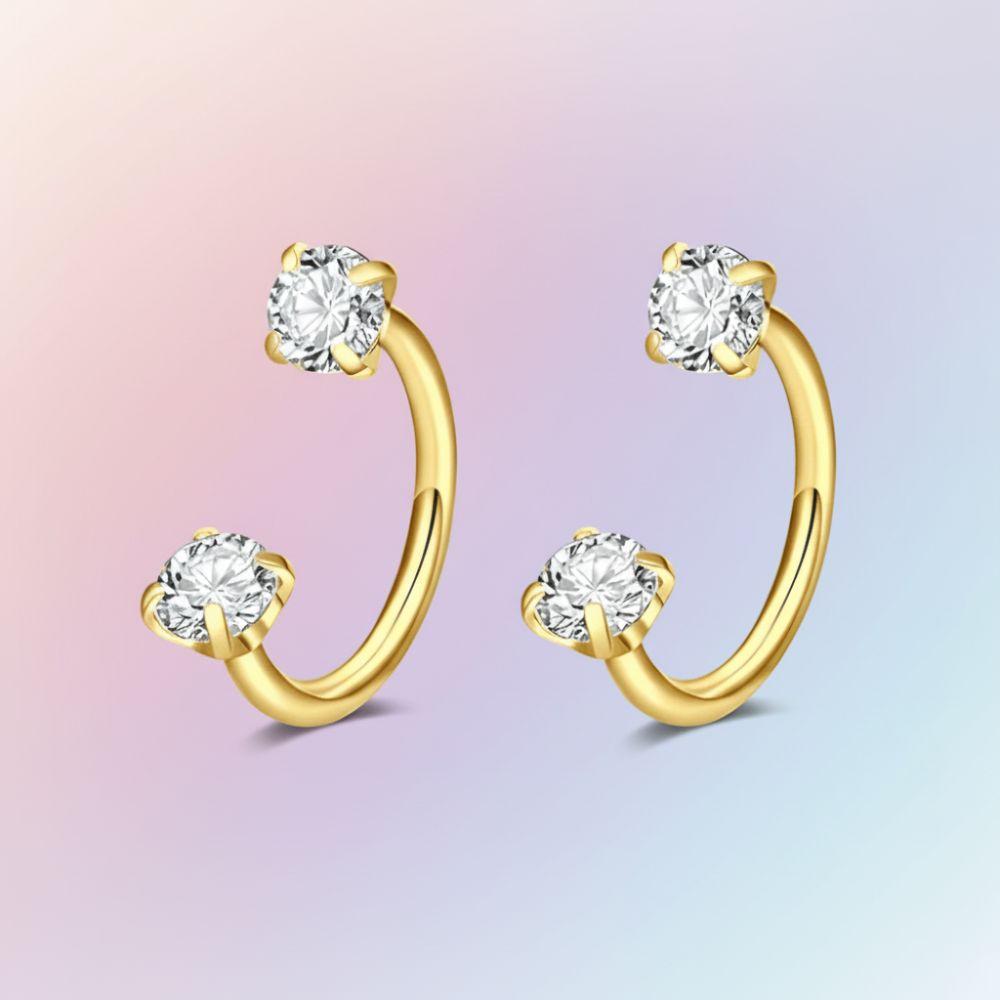 2 PCS Elegant Nose Ring Stainless Steel Daith Piercing Jewelry Cartilage Helix Earrings Party