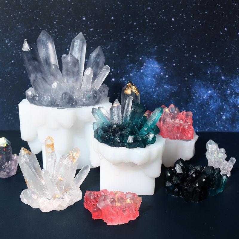 DIY Crystal Epoxy Resin Mold Crystal Cluster Stone Ornaments Frosted Decorative Silicone Mold