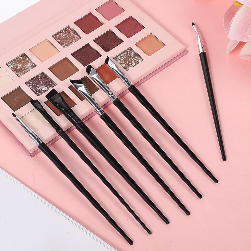 7 Pcs Eyeliner Brushes Set, Ultra Thin Flat Angle Eye Makeup Brush Slanted Angled Eyebrow Brushes Eye Liner Brush for Professional Makeup Application