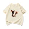Kids Pure Cotton T Shirt Adorable Brown Baby Cow Print Crew Neck Short Sleeve Tee Casual Boys Girls Summer Tops