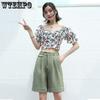 WTEMPO Summer Women's Short Trim Thin High Waist Shorts Loose Wide Leg Shorts Solid Color Thin Section Suit Shorts Casual Shorts
