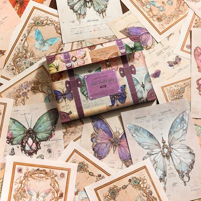 60 Stück Vintage Fantasy Scrapbooking Papier Set - Gemischte Farben Schmetterling, Blume & Fenster Muster für Junk Journals, Planer & DIY Bastelarbeiten