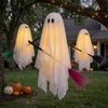 Hanging Ceiling Party Accents 3 Pcs Halloween Ghost Decorations, Spooky with Broom, Lighted Yard Ornaments Large Flying White for Tree Porch