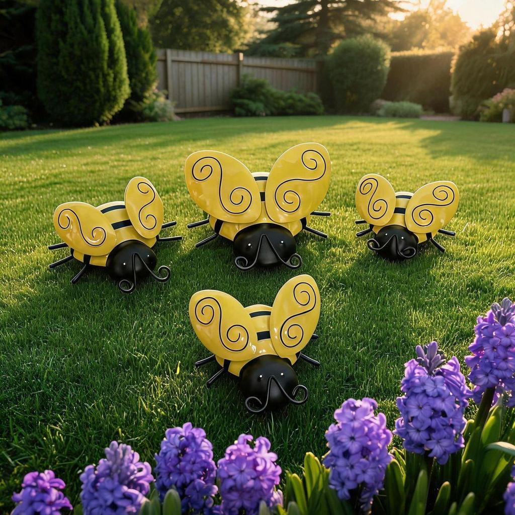 Wrought Iron 3D Bee Wall Decor for Garden, Balcony, or Home