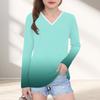 Womens V-Neck Long Sleeve Loose Fit T-Shirt With Polka Dot Print Casual Oversized Top Daily Wear