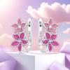 Original NEW S925 Silver Pink Purple Flowers Plants leaf Series Earring Hoop Earrings Women Jewelry Party Gifts