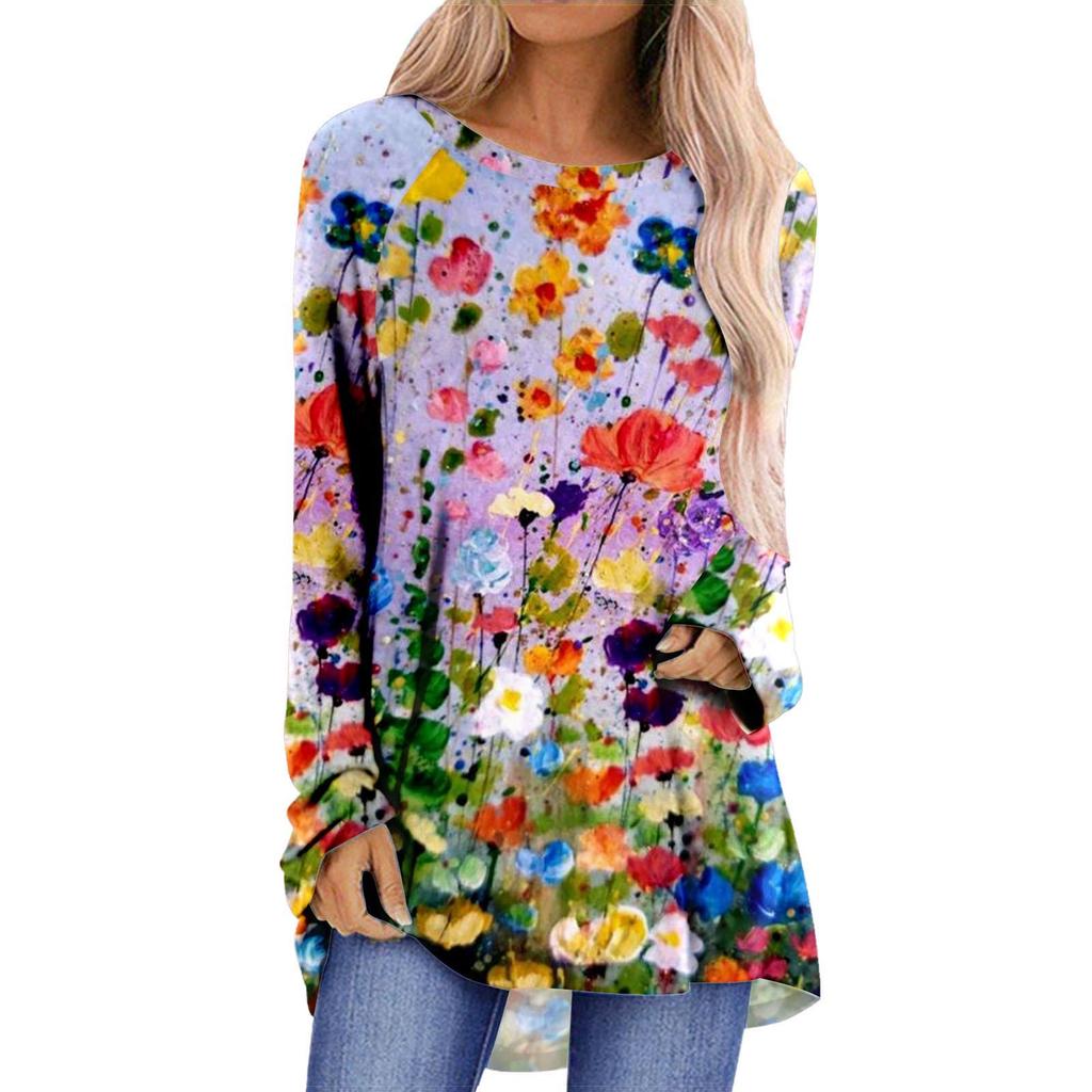 Long Sleeved Autumn and Winter Top 3D Butterfly Print Trend Fashion Loose Women's T-shirt