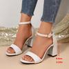 Fashion Classic Solid White Wedding Shoes Elephant Pointed Toe Red Sandals Women 2025 Summer Square High Heels Ankle Strap Shoes Women