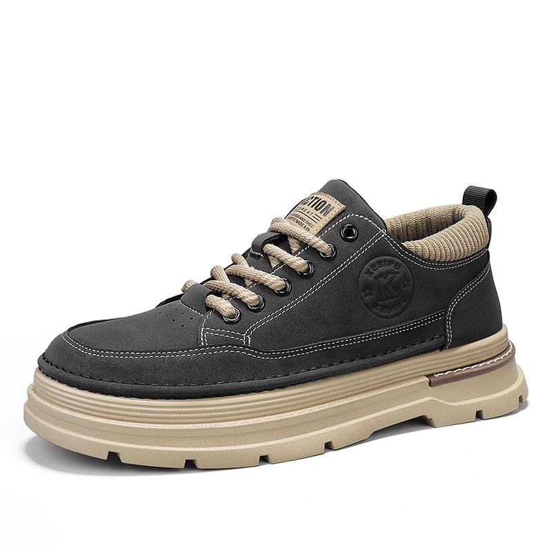 Martin shoes low-top British style ins raw leather shoes autumn and winter leather surface waterproof locomotive board shoes