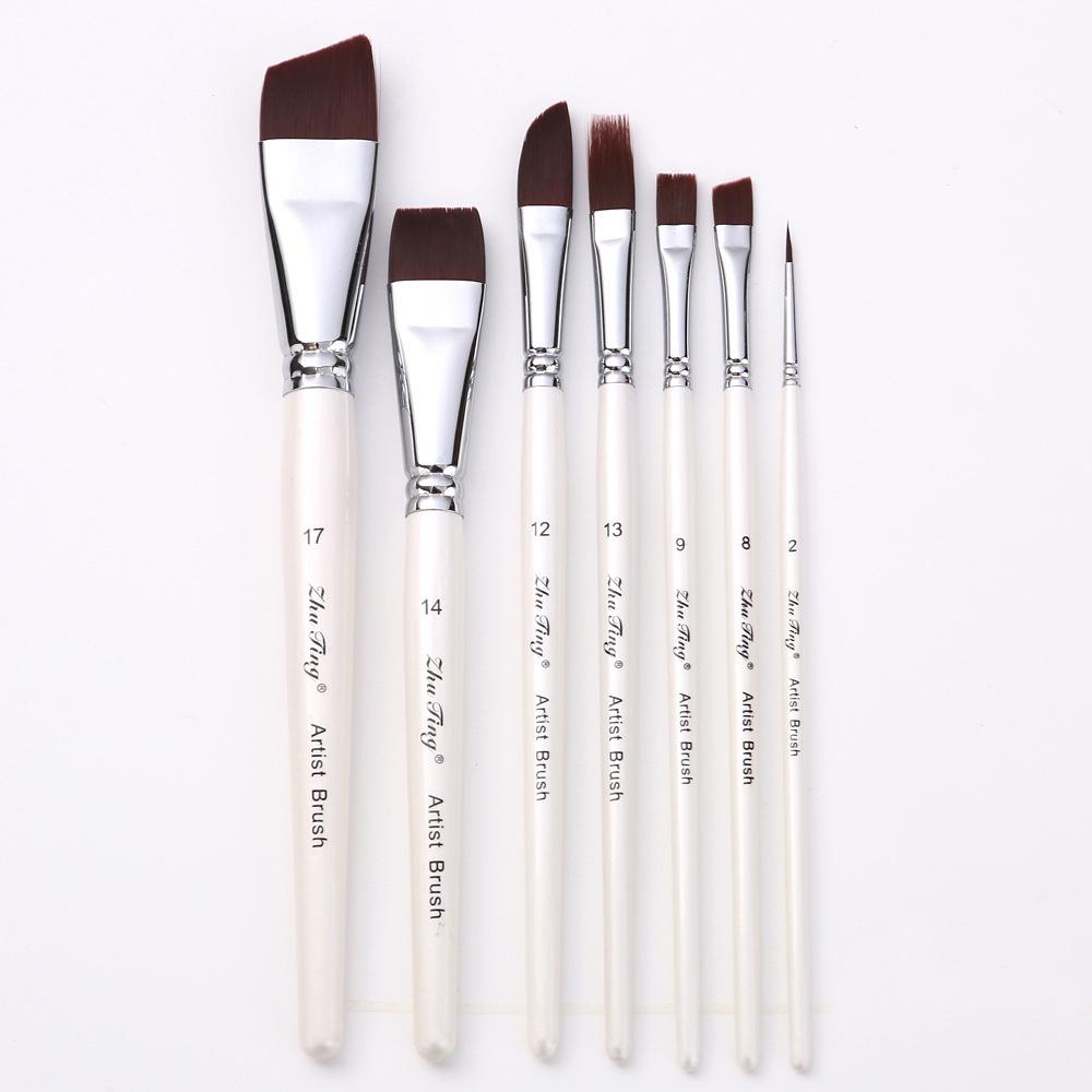 17-Piece Face Painting Brush Set: Hook Line, Embossing, Row, Flat, Oblique, Petal Brushes