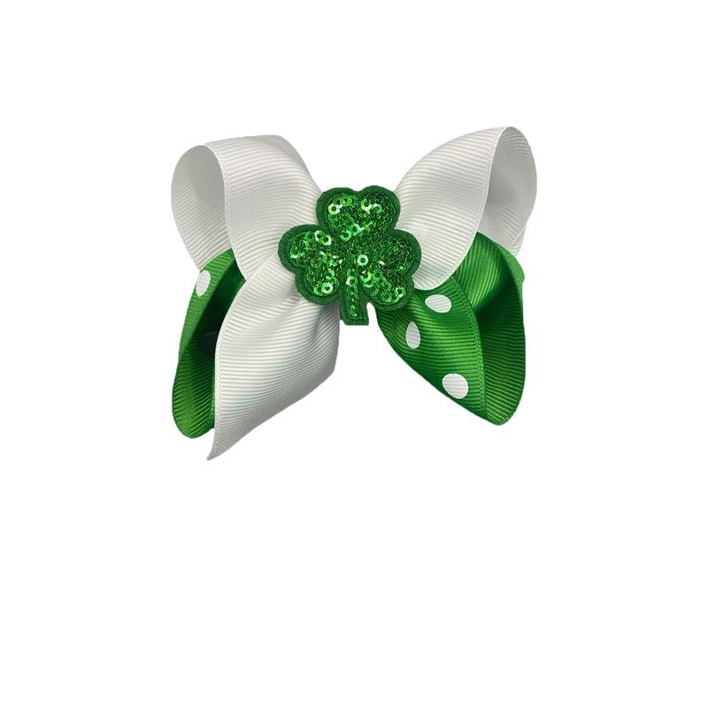 European Saint Patrick's Day Shamrock Bow Hair Clip for Girls