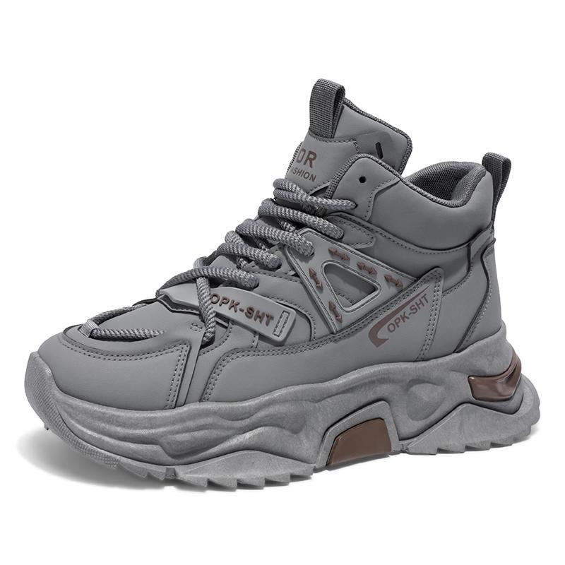 Trendy Men'S Sport Shoes For Casual Wear Men'S High Top Thick Soled Shoes Comfortable And Durable Waterproof Shoes