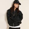 Vintage Faux Leather Jacket Loose Drop Shoulder Zip Up Streetwear Cropped Coat Women