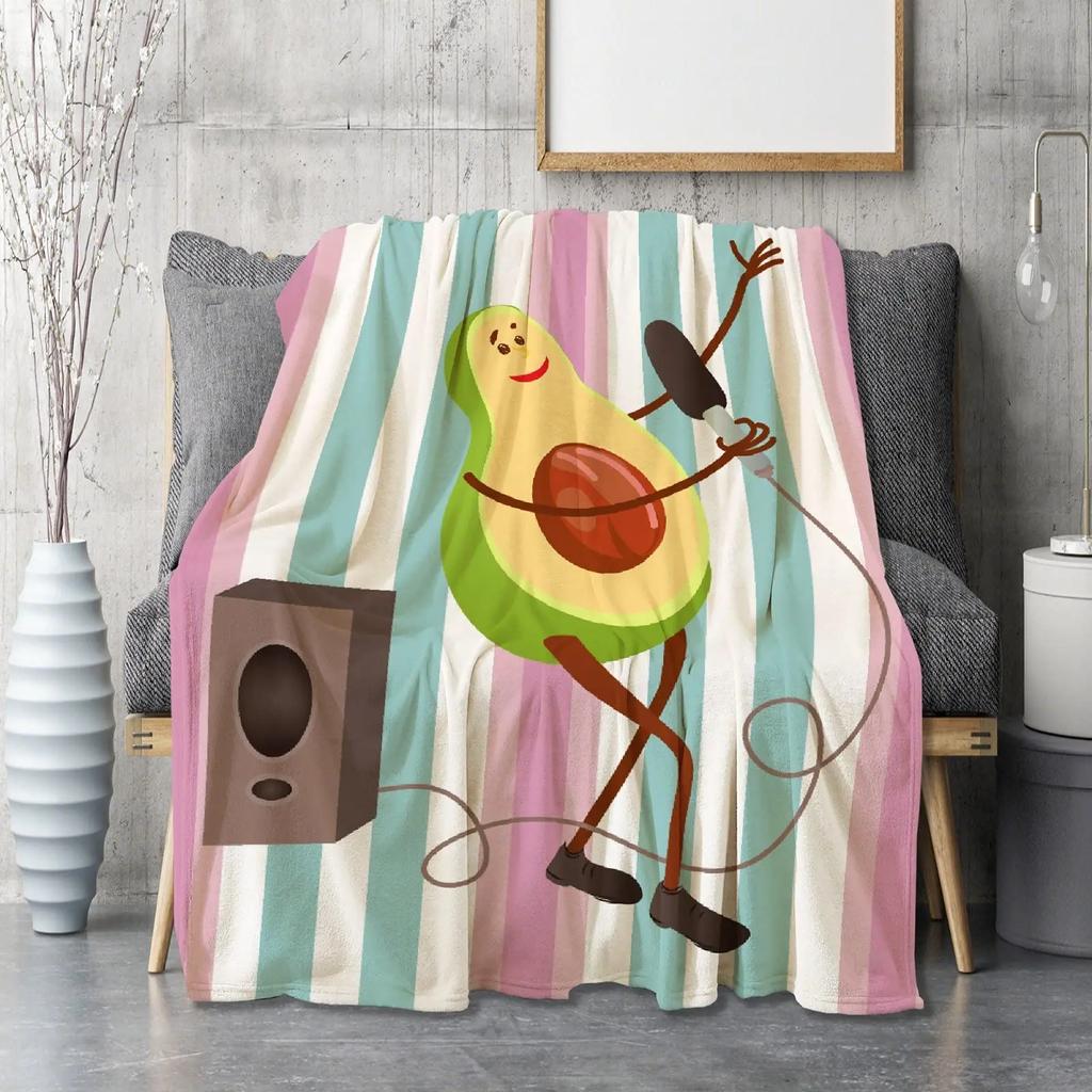 Süße Avocado Lustige Kawaii Fruchtdecke Weiche Leichte Überwurfdecken Gemütliche Flanell Bettüberwürfe für Sofa Couch Reise Zimmer Dekoration