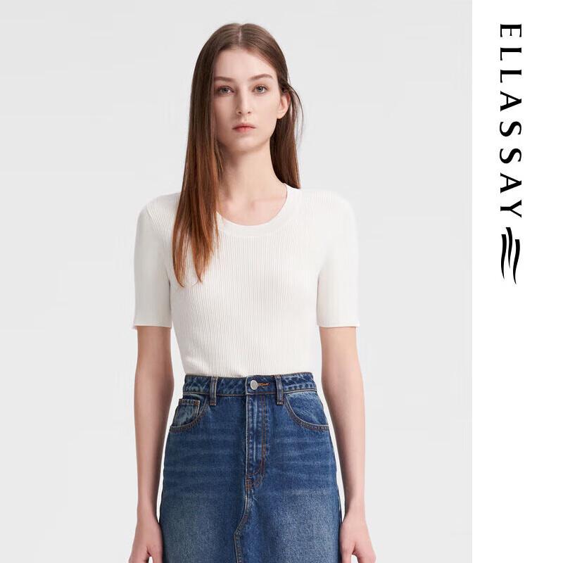 ELLASSAY Women's Slim Fit Short Sleeve Knit Top