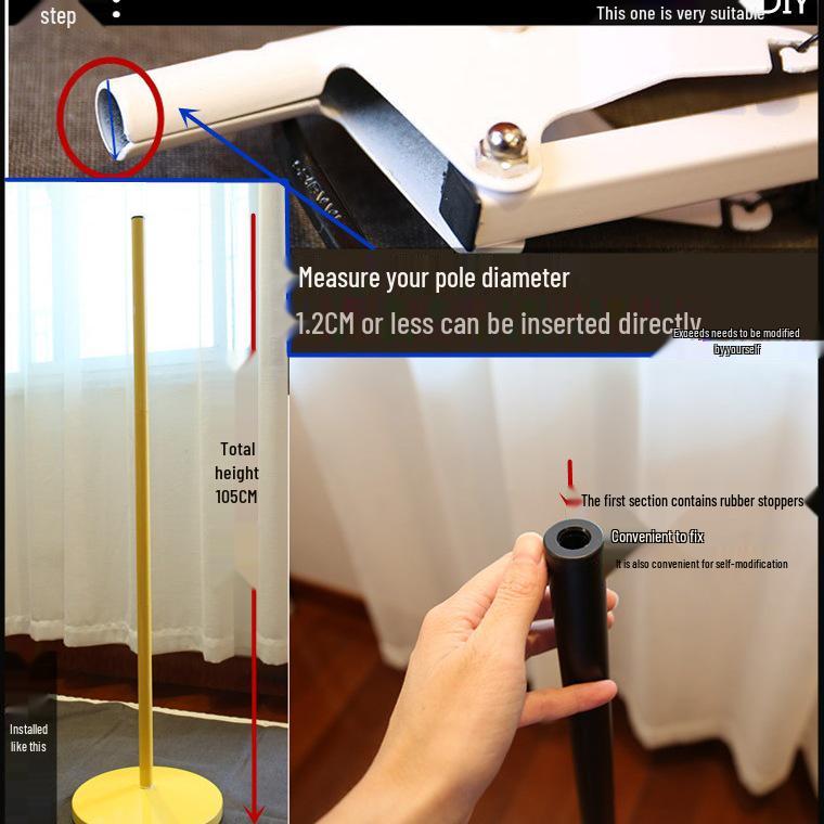 Large Round Base Floor Lamp with Metal Pole and Moxibustion Stand