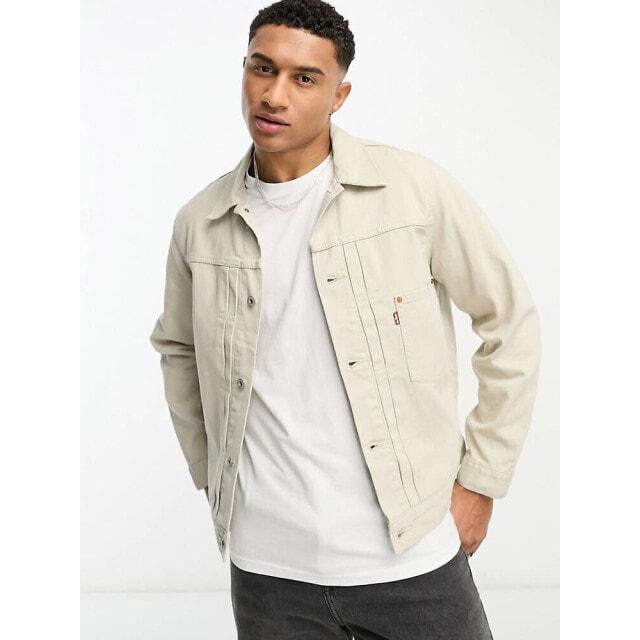 

Джинсовая куртка дальнобойщика Levi s Type I из кремового вельвета с карманом