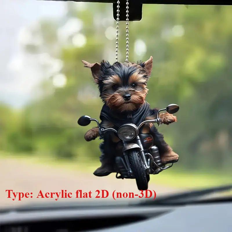 2D Flat Acrylic Car Pendant Motorcycle Black Dog Backpack Accessories   Decoration Backpack Pendant Christmas Tree Keychain Mobile Phone Case Pendant